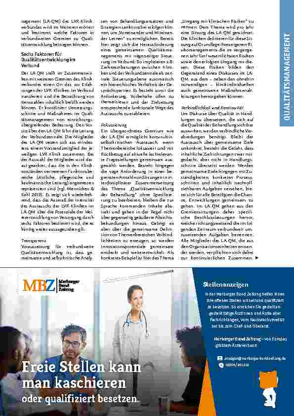 Vorschauseite 2: Wie kann gemeinsame Weiterentwicklung gelingen? Anforderungen an die Umsetzung von Qualitätsmanagement in einem Klinikverbund