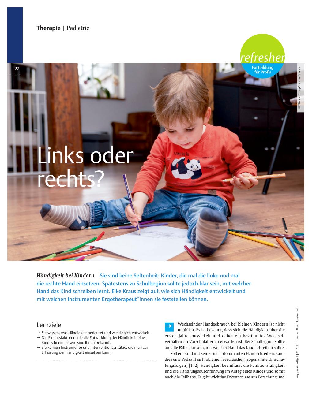 Vorschauseite 1: Links oder rechts? Händigkeit bei Kindern