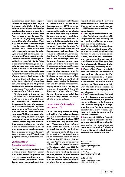 Vorschauseite 2: Telemedizin in Bayern: Ein System macht Schule