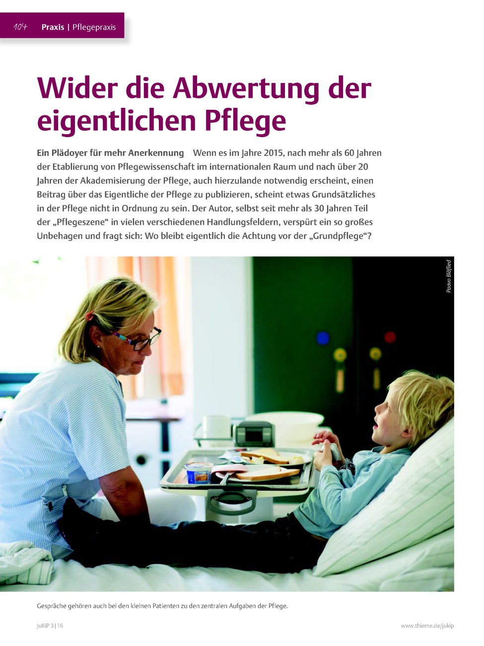 Vorschauseite 1: Wider die Abwertung der eigentlichen Pflege