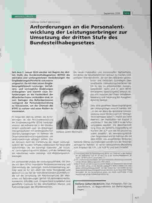Vorschauseite 1: Anforderungen an die Personalentwicklung der Leistungserbringer zur Umsetzung der dritten Stufe des Bundesteilhabegesetzes