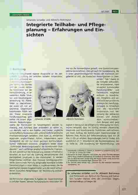 Vorschauseite 1: Integrierte Teilhabeund Pflegeplanung - Erfahrungen und Einsichten.