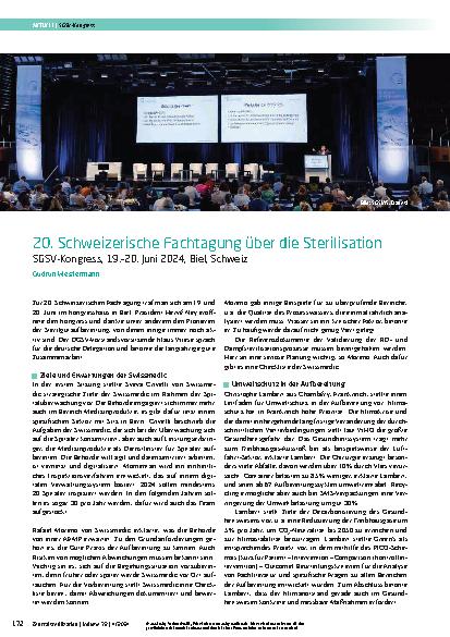 Vorschauseite 1: 20. Schweizerische Fachtagung über die Sterilisation SGSV-Kongress, 19.–20. Juni 2024, Biel, Schweiz