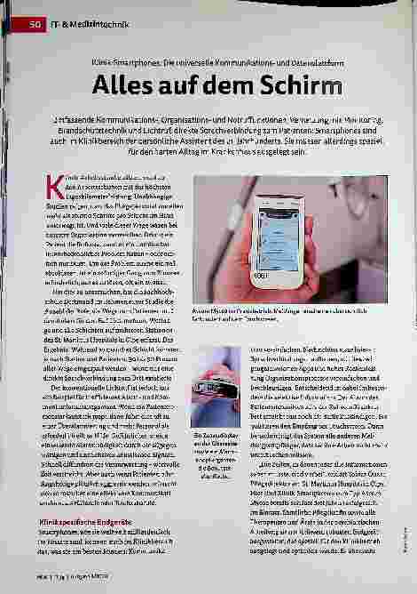 Vorschauseite 1: Klinik-Smartphones: Die universelle Kommunikationsund Datenplattform. Alles auf dem Schirm.