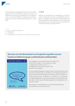 Vorschauseite 5: Vererbbarkeit von Eingliederungshilfe – Kosten für Mittagessen im Bermudadreieck zwischen Sozialund Eingliederungshilfe