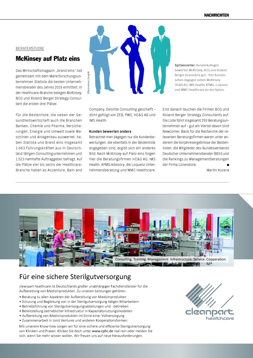 Vorschauseite 1: Beraterstudie: McKinsey auf Platz eins