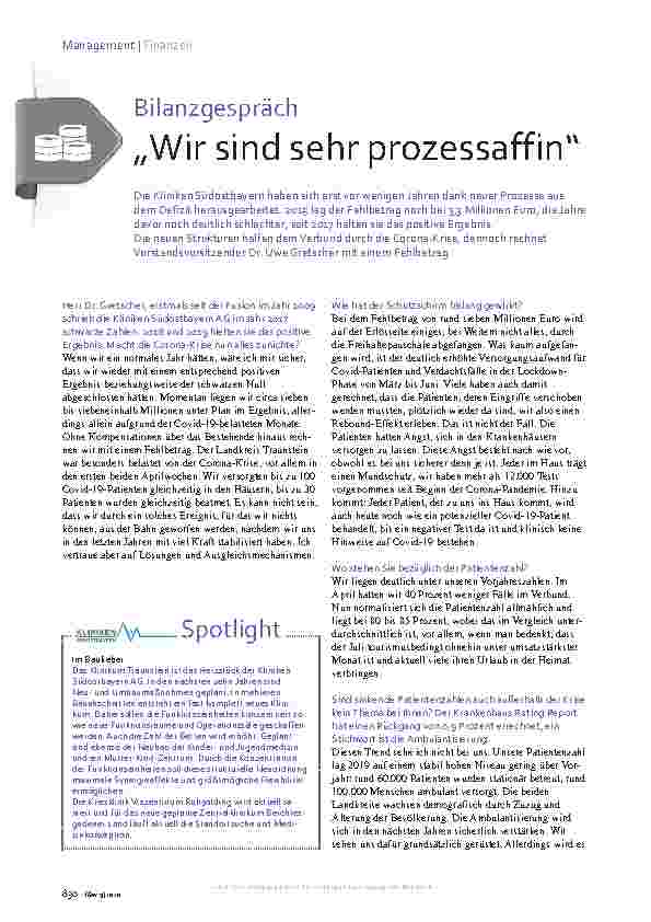 Vorschauseite 1: Bilanzgespräch „Wir sind sehr prozessaffin“