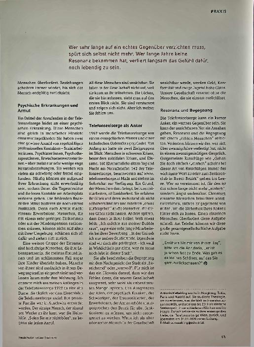 Vorschauseite 4: Das Nachtgesicht ist einsam. Von der Einsamkeit der Menschen, die die Notrufnummer der Telefonseelsorge wählen.