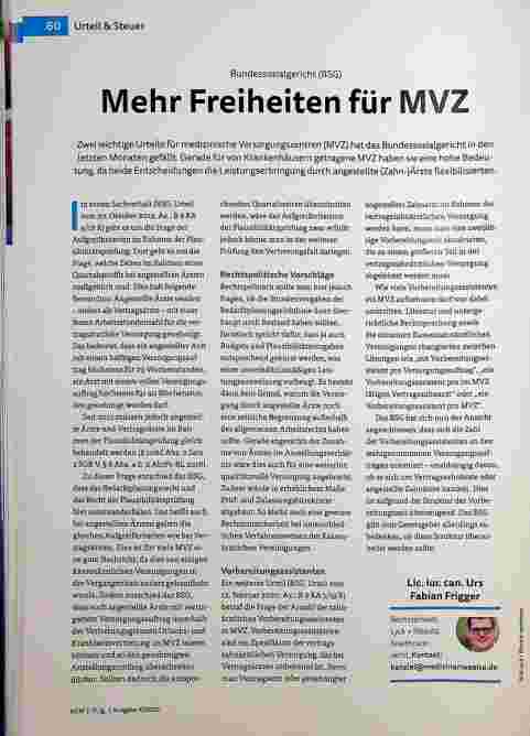 Vorschauseite 1: Mehr Freiheiten für MVZ