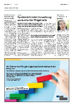 Vorschauseite 1: Pandemie hindert Anwerbung ausländischer Pflegekräfte