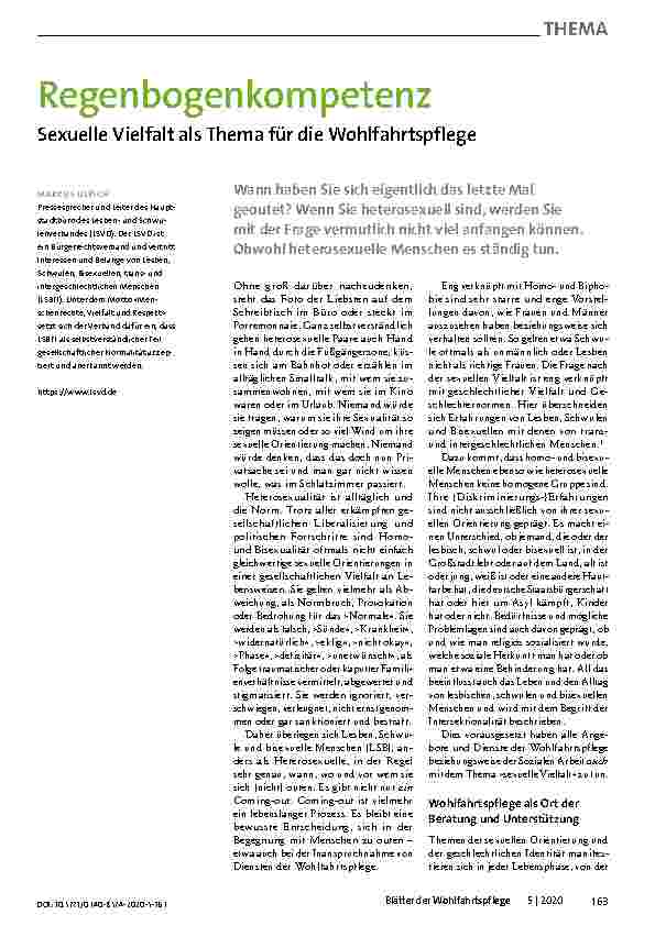 Vorschauseite 1: Regenbogenkompetenz: Sexuelle Vielfalt als Thema für die Wohlfahrtspflege