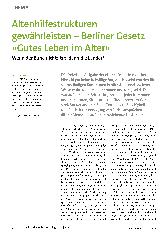 Vorschauseite 1: Altenhilfestrukturen gewährleisten - Berliner Gesetz »Gutes Leben im Alter« Wenn der Bund nichts tut, dann die Länder?