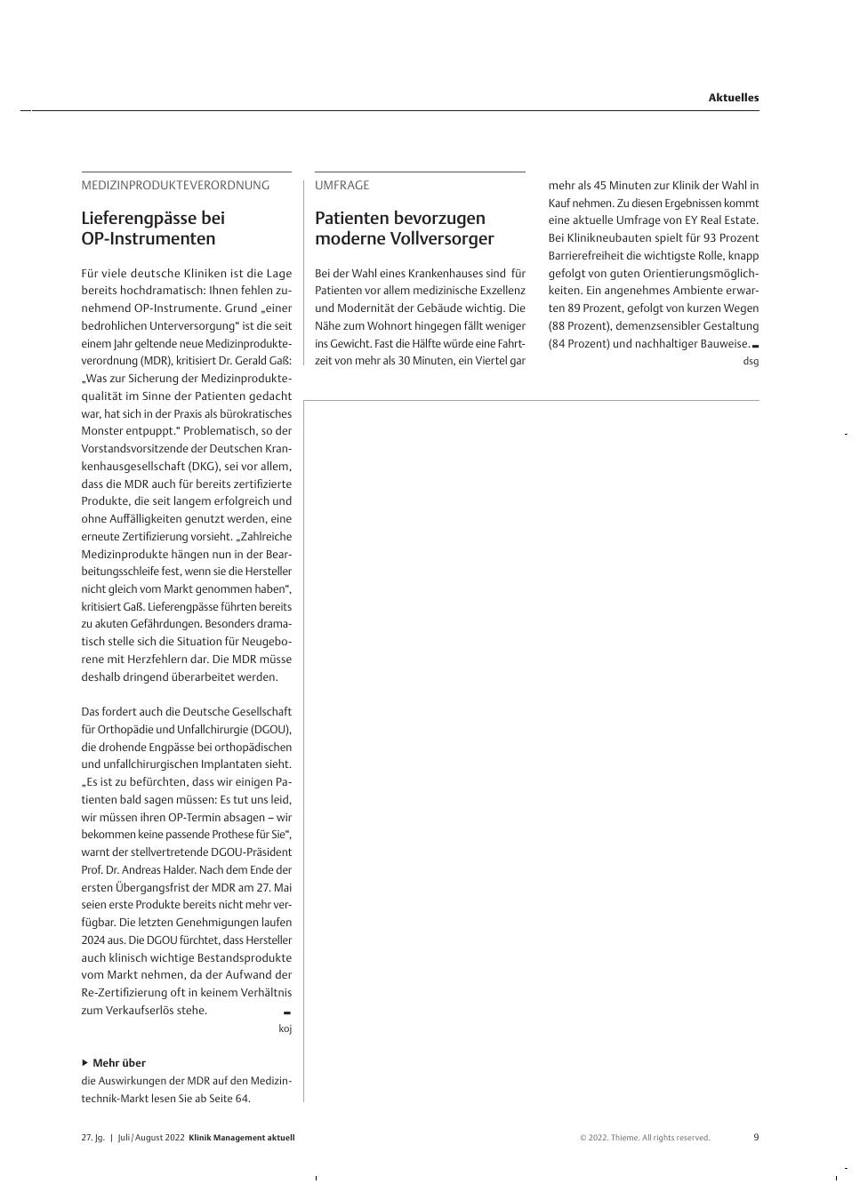 Vorschauseite 1: Umfrage: Patienten bevorzugen moderne Vollversorger