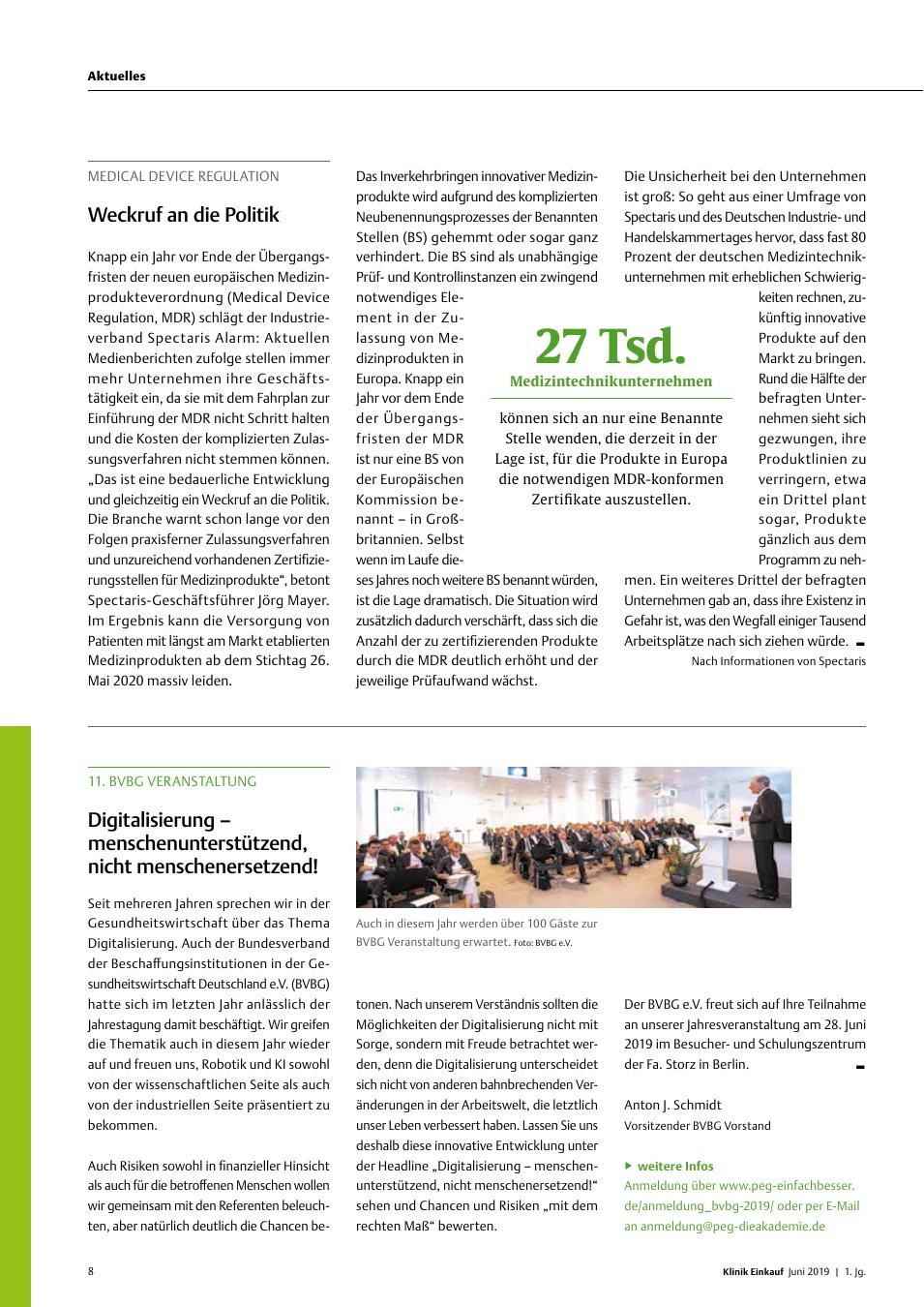 Vorschauseite 1: Medical Device Regulation: Weckruf an die Politik