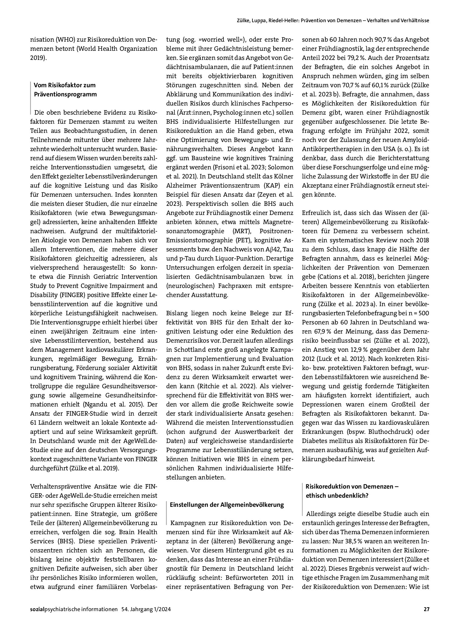 Vorschauseite 2: Prävention von Demenzen – Verhalten und Verhältnisse