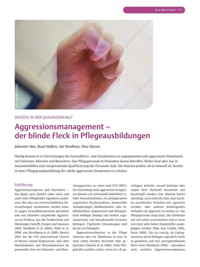 Vorschauseite 1: Aggressionsmanagement – der blinde Fleck in Pflegeausbildungen