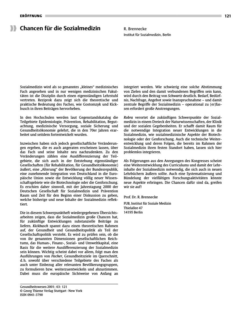 Vorschauseite 1: Chancen für die Sozialmedizin