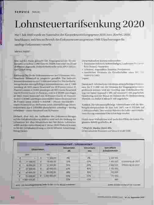 Vorschauseite 1: Lohnsteuertarifsenkung 2020