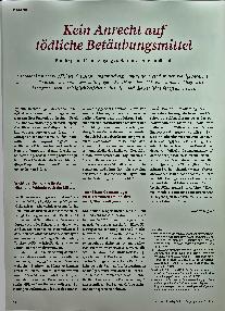 Vorschauseite 1: Kein Anrecht auf tödliche Betäubungsmittel
