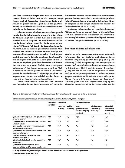 Vorschauseite 4: Präventionsbedarfe von Studierenden nach dem Gesundheitsstatus