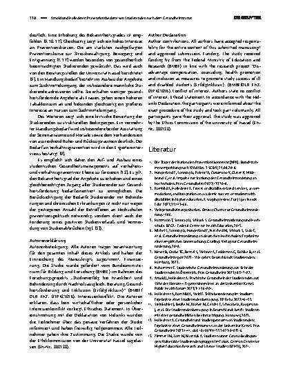 Vorschauseite 6: Präventionsbedarfe von Studierenden nach dem Gesundheitsstatus