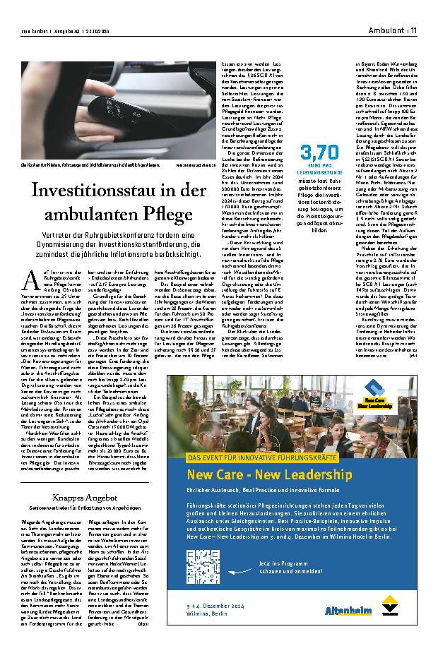 Vorschauseite 1: Investitionsstau in der ambulanten Pflege