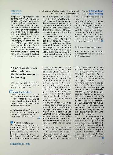 Vorschauseite 1: DRK-Schwestern als arbeitnehmer ähnliche Personen - Rechtsweg
