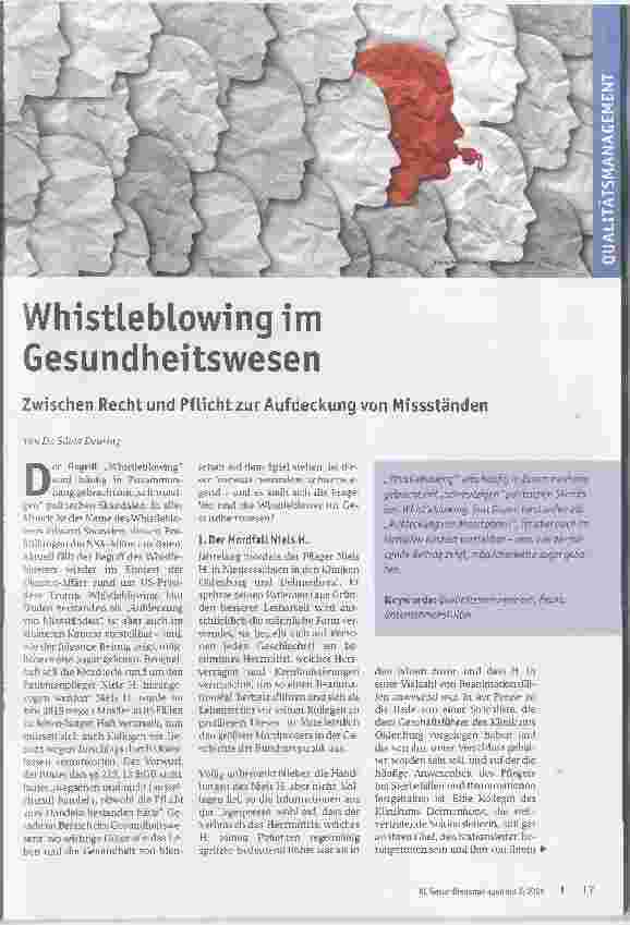 Vorschauseite 1: Whistleblowing im Gesundheitswesen