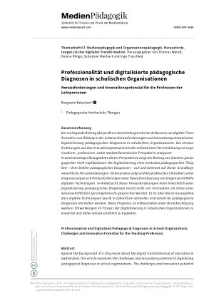 Vorschauseite 1: Professionalität und digitalisierte pädagogische Diagnosen in schulischen Organisationen