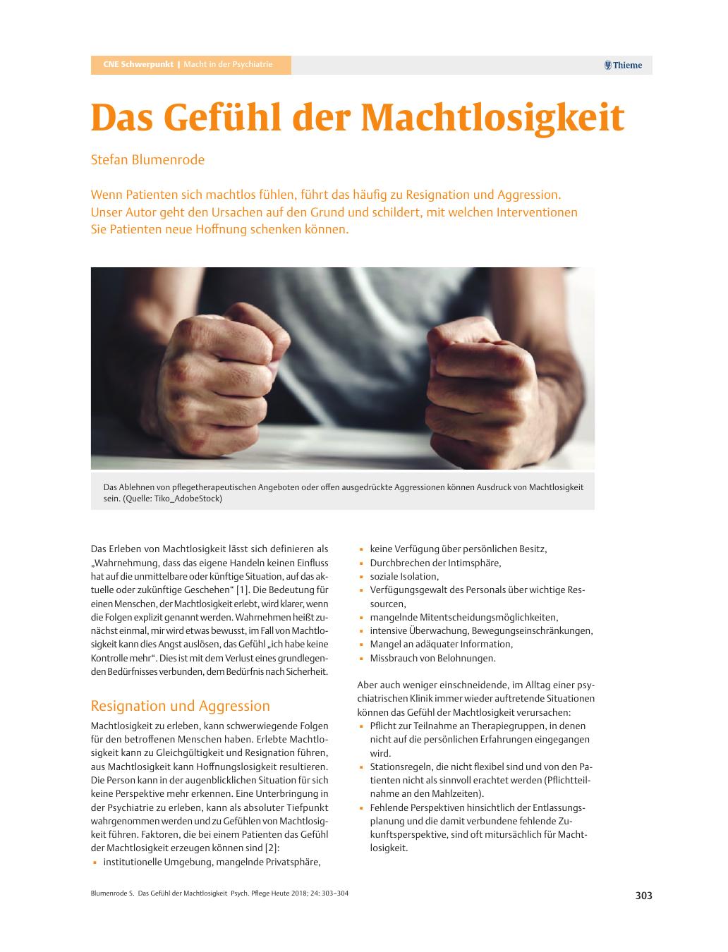Vorschauseite 1: Das Gefühl der Machtlosigkeit