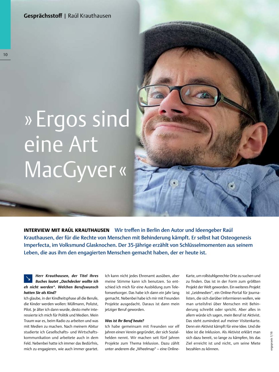 Vorschauseite 1: » Ergos sind eine Art MacGyver « ? Interview mit Raúl Krauthausen