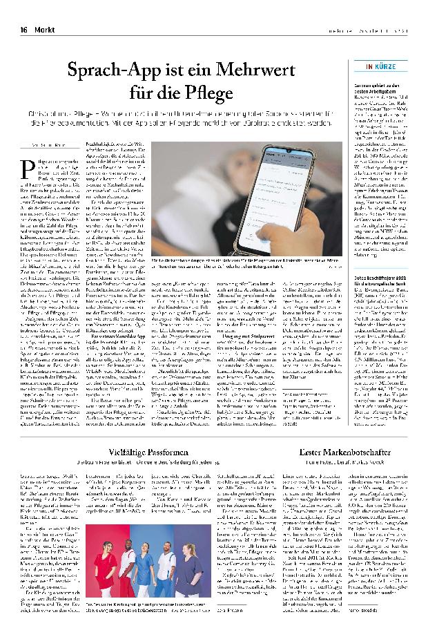 Vorschauseite 1: Sprach-App ist ein Mehrwert für die Pflege.