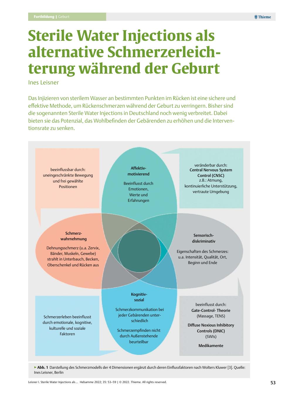 Vorschauseite 1: Sterile Water Injections als alternative Schmerzlinderung während der Geburt