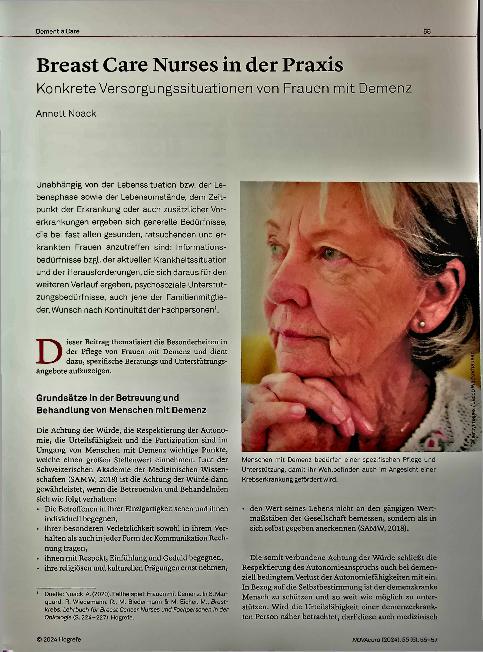 Vorschauseite 1: Breast Care Nurses in der Praxis: Konkrete Versorgungssituationen von Frauen mit Demenz