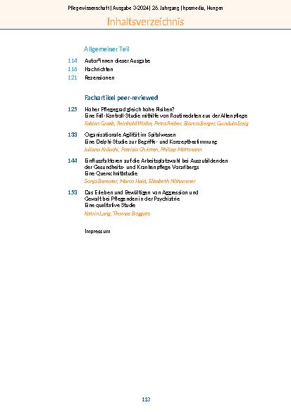 Vorschauseite 3: Pflegewissenschaft 3-2024