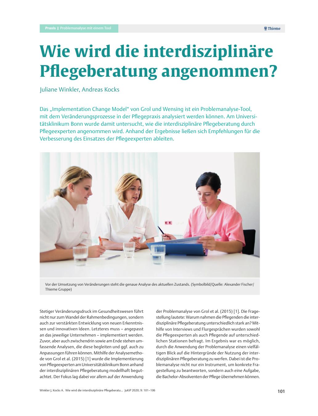 Vorschauseite 1: Wie wird die interdisziplinäre Pflegeberatung angenommen?