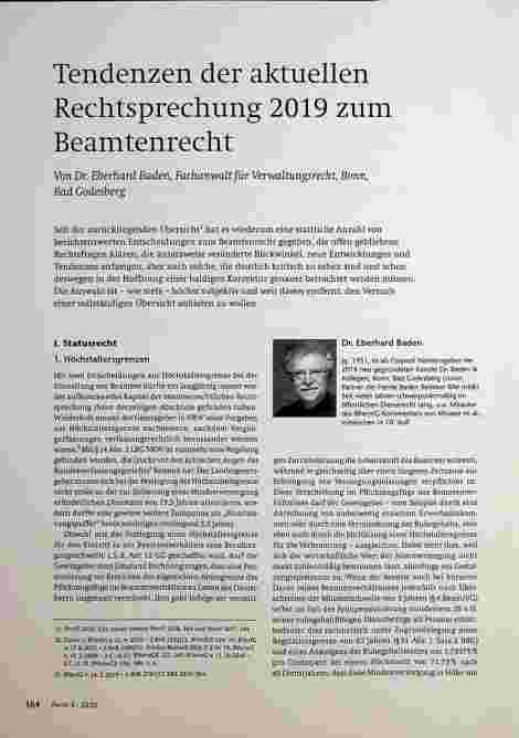Vorschauseite 1: Tendenzen der aktuellen Rechtsprechung 2019 zum Beamtenrecht