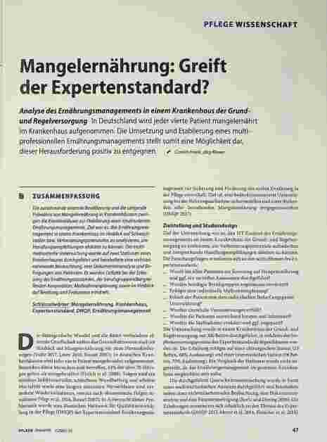 Vorschauseite 1: Mangelernährung: Greift der Expertenstandard?
