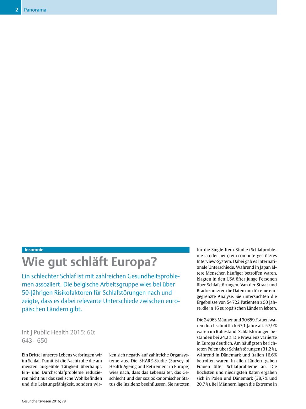 Vorschauseite 1: Wie gut schläft Europa?