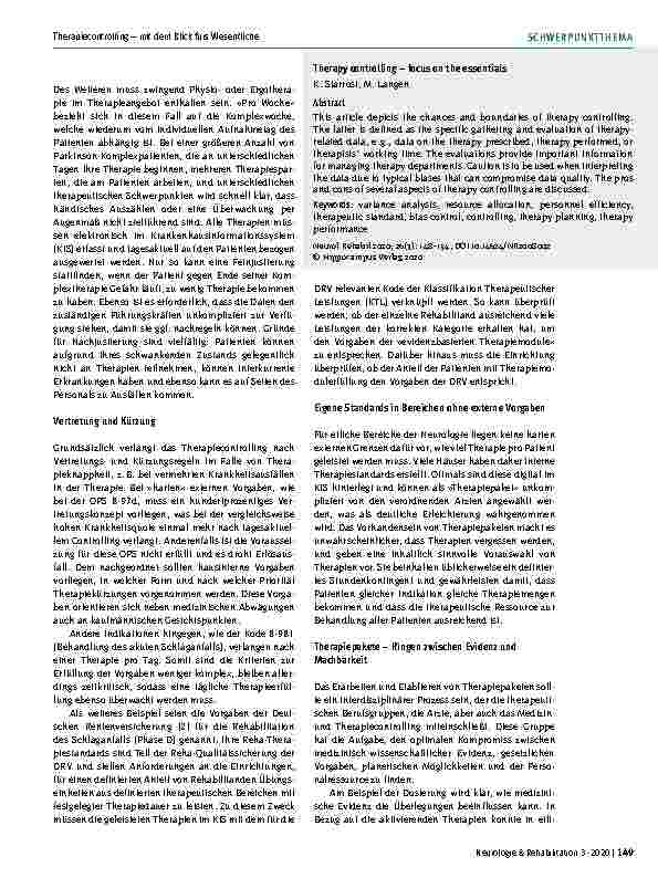 Vorschauseite 2: Therapiecontrolling – mit dem Blick fürs Wesentliche
