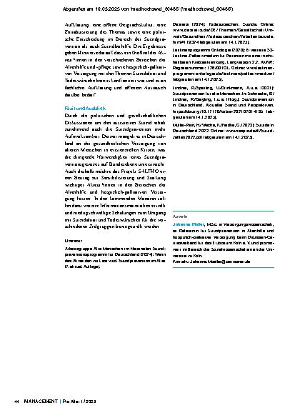 Vorschauseite 3: Suizidprävention in Altenhilfe und hospizlich-palliativer Versorgung