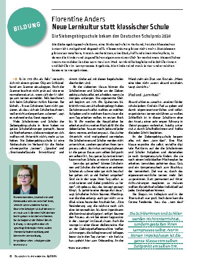 Vorschauseite 1: Neue Lernkultur statt klassischer Schule