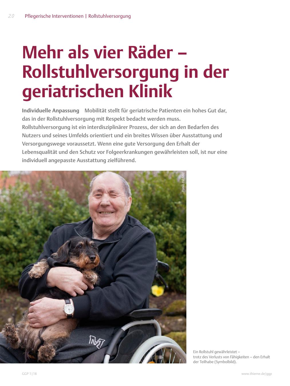 Vorschauseite 1: Mehr als vier Räder – Rollstuhlversorgung in der geriatrischen Klinik