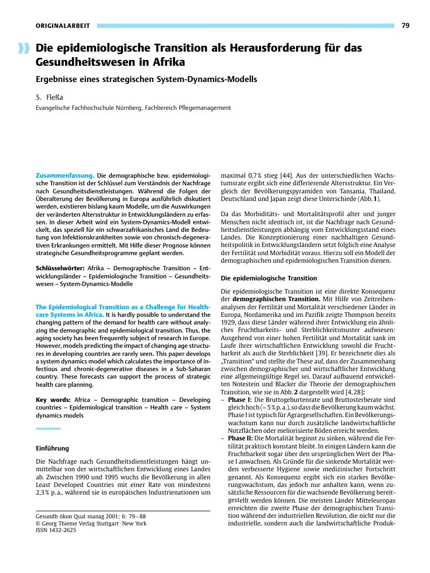 Vorschauseite 1: Die epidemiologische Transition als Herausforderung für das Gesundheitswesen in Afrika