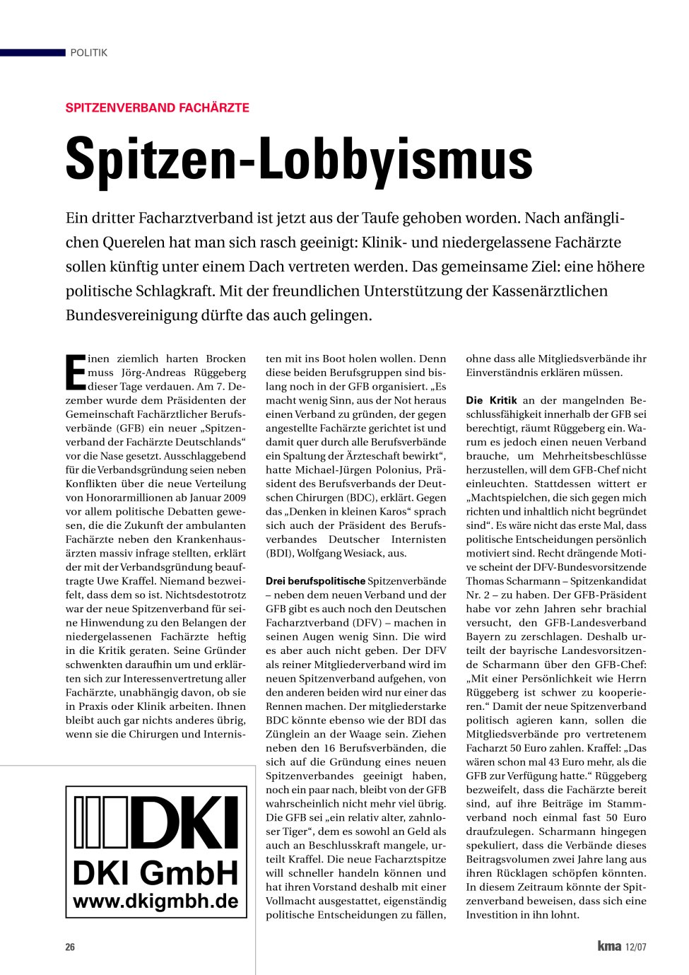 Vorschauseite 1: Spitzen-Lobbyismus