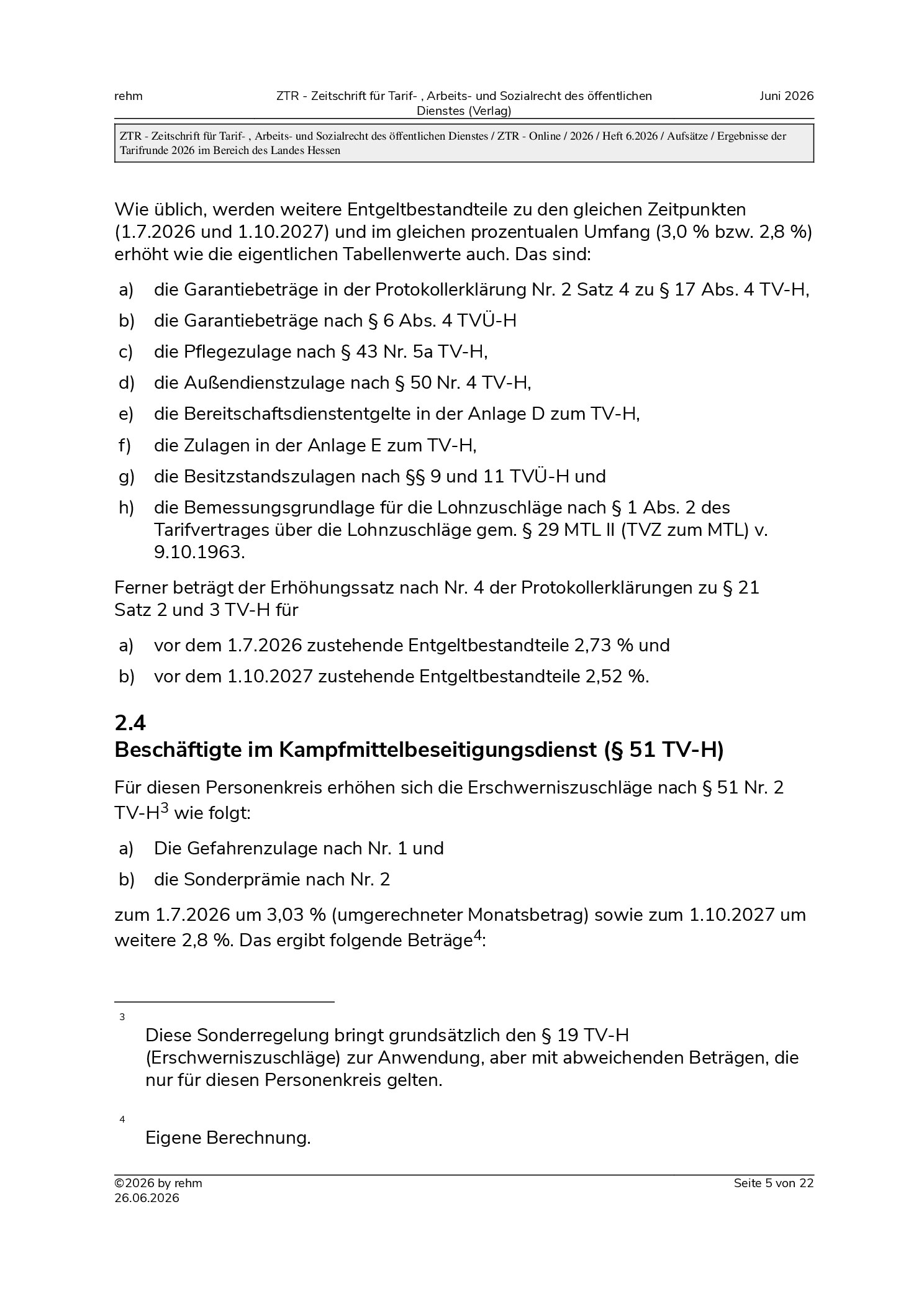 Vorschauseite 5: Ergebnisse der Tarifrunde 2026 im Bereich des Landes Hessen