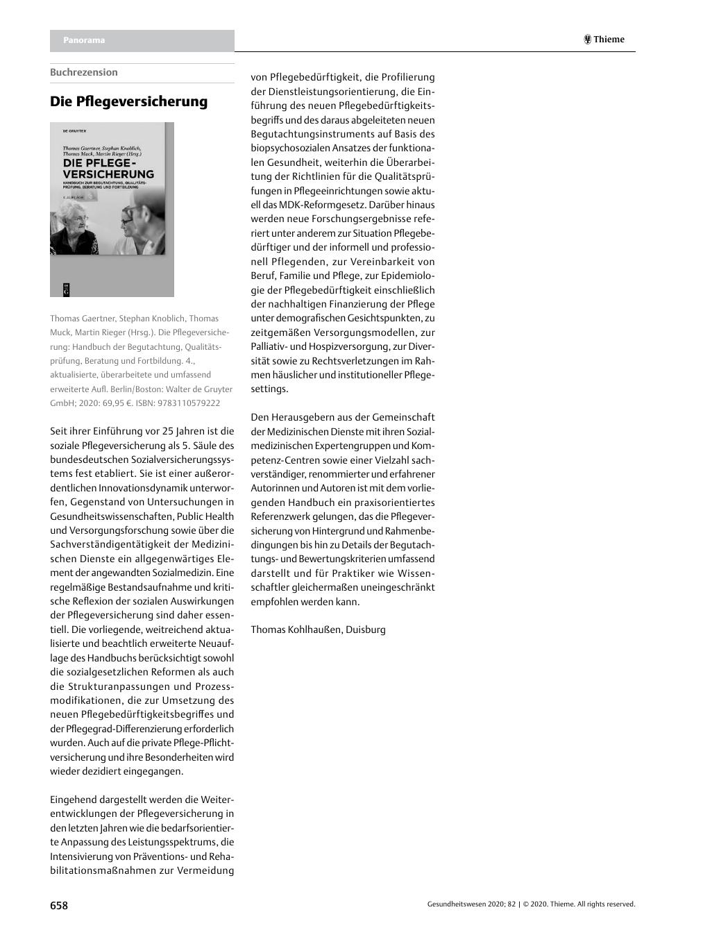 Vorschauseite 1: Die Pflegeversicherung