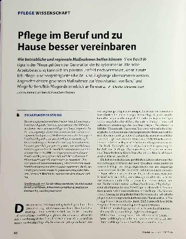Vorschauseite 1: Pflege im Beruf und zu Hause besser vereinbaren