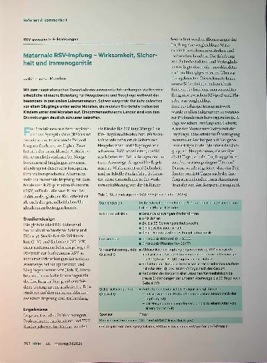 Vorschauseite 1: Maternale RSV-lmpfung - Wirksamkeit, Sicher heit und Immunogenität