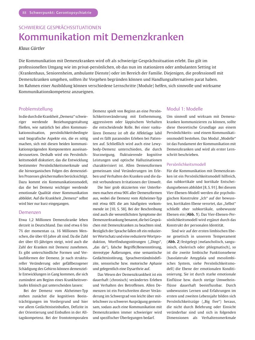 Vorschauseite 1: Kommunikation mit Demenzkranken